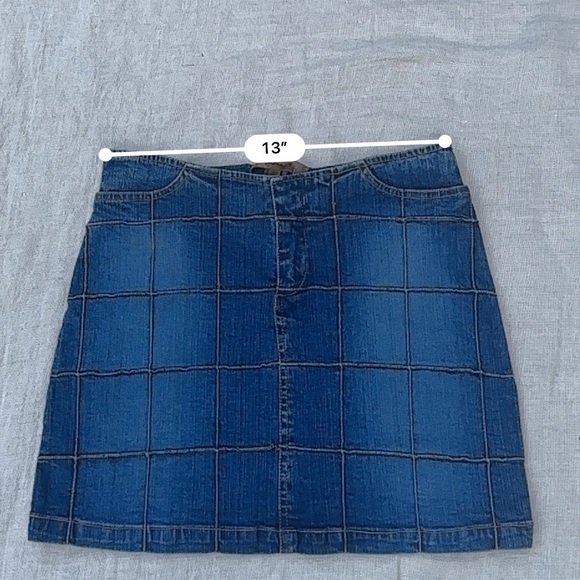 Y2k Checkered Patchwork Denim Skirt - Vintage Style Size 1 - Picture 12 of 13
